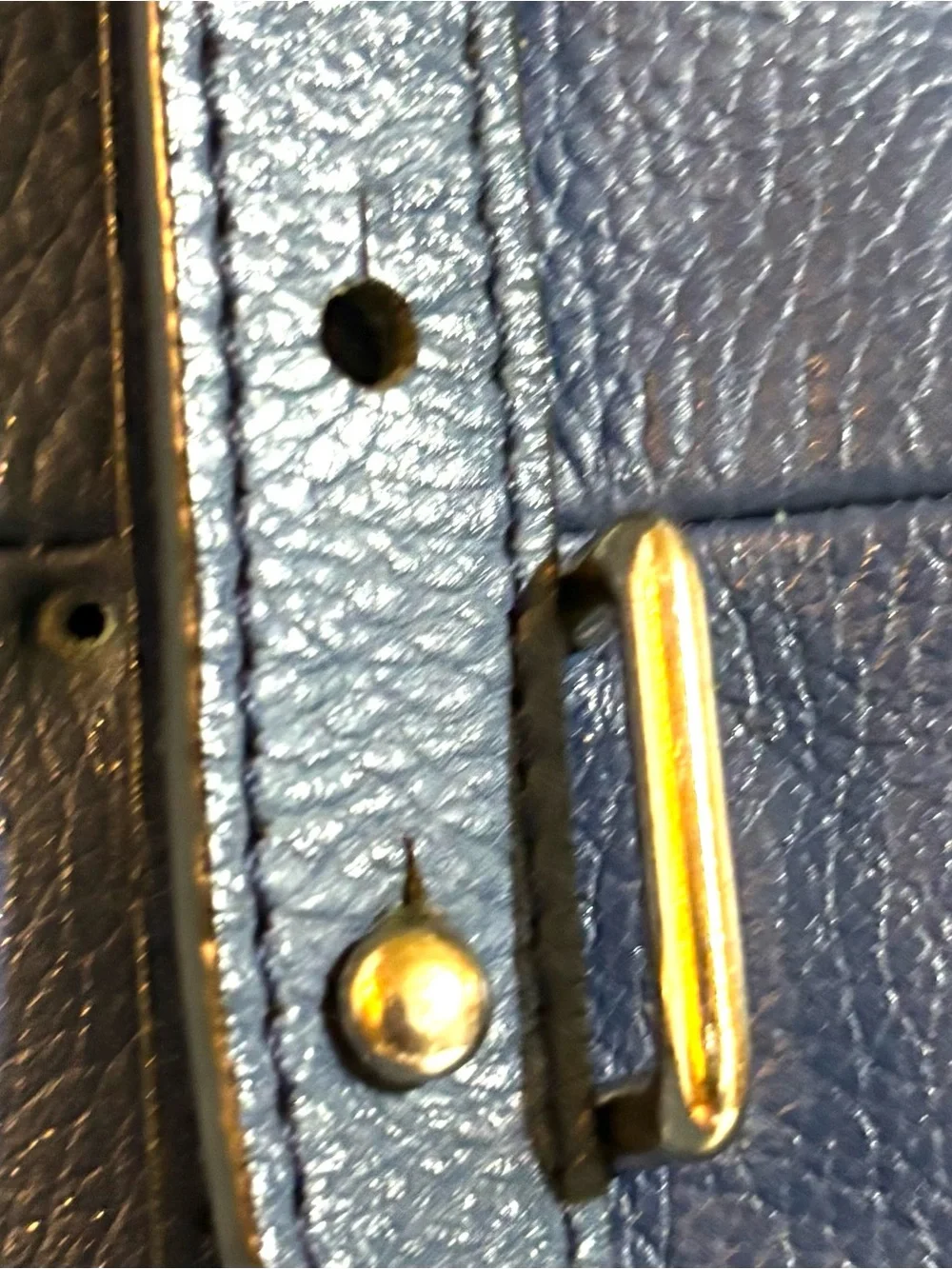 Kelsi Dagger Navy Blue distressed Leather Tote with Gold Hardware